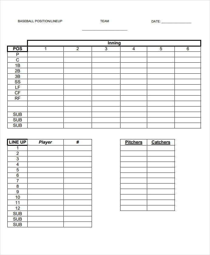 Baseball Lineup Cards Free Printable Baseball Lineup Cards Free Printable