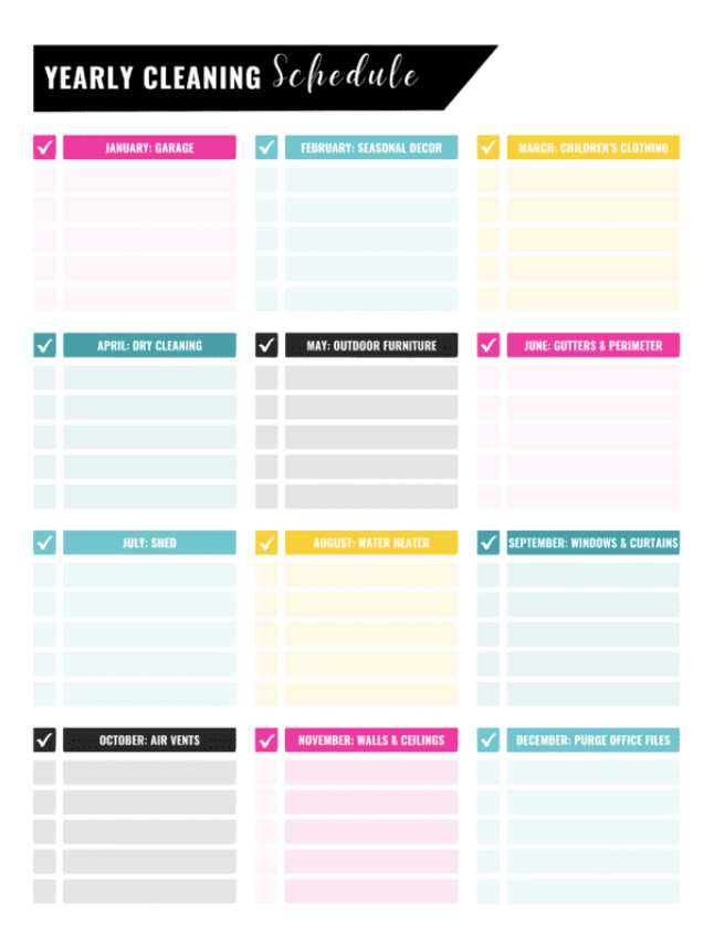 Blank Office Cleaning Schedule Template
