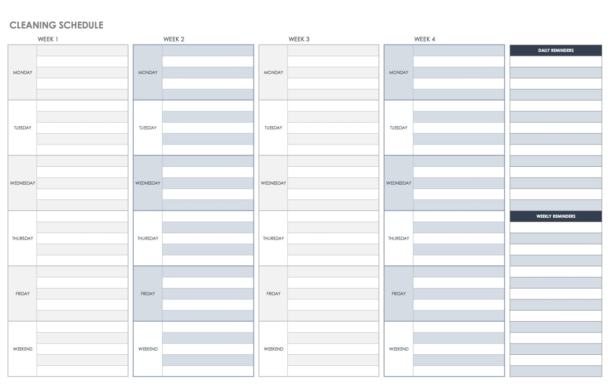 Blank Office Cleaning Schedule Template