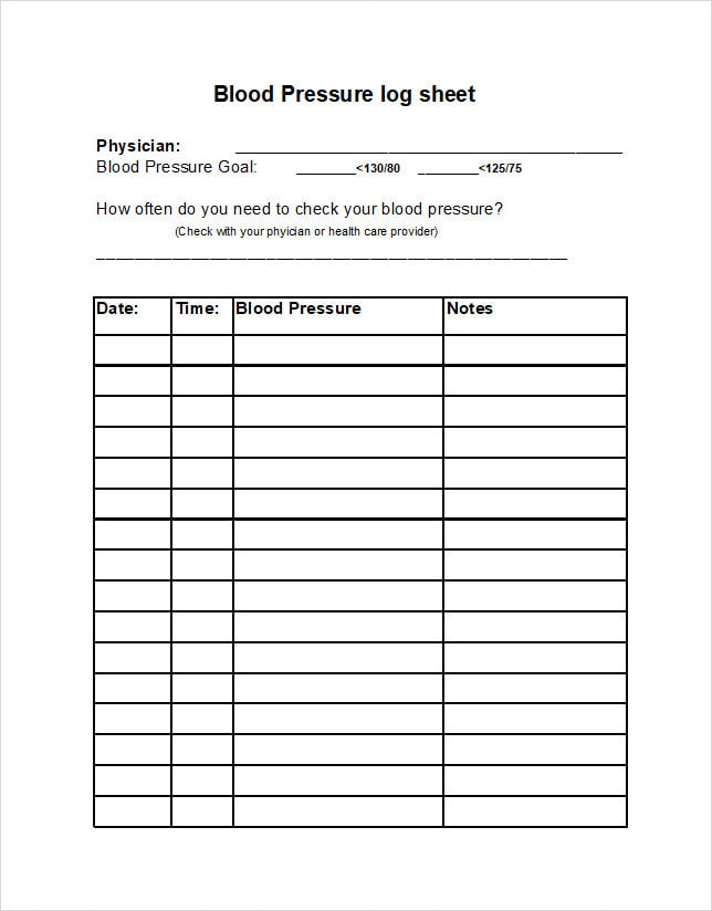 Blood Pressure Log Sheet Template Excel Blood Pressure Log Sheet Template Excel