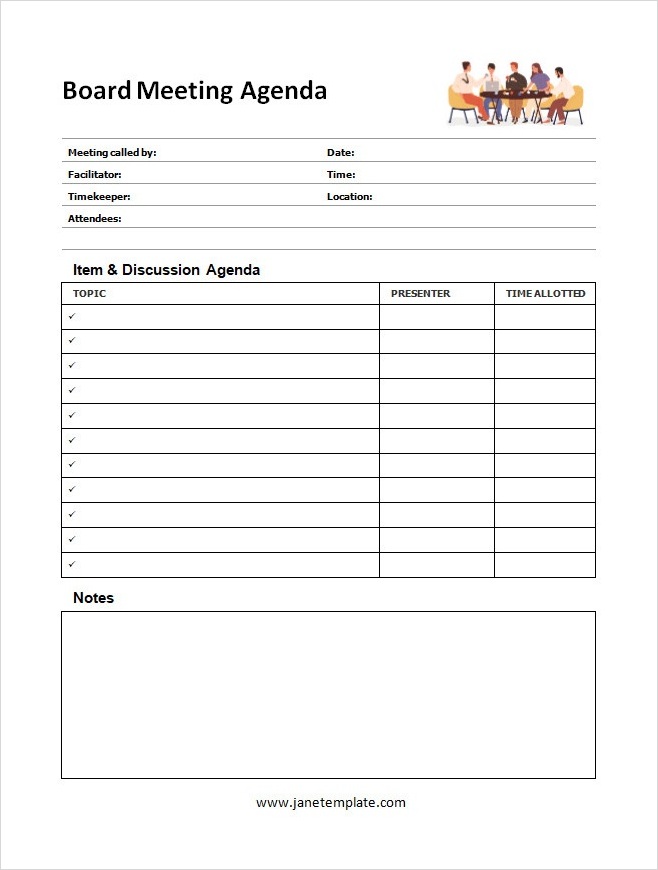 Board Meeting Agenda Template Sample Printable Board Meeting Agenda Template in Word and PDF Format.