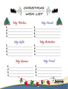 Printable Christmas Wish List Template