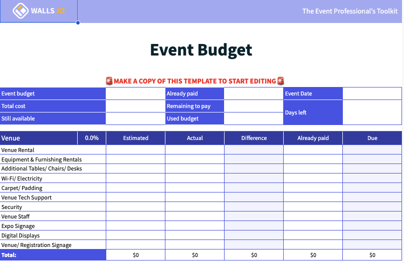Event Budget Template