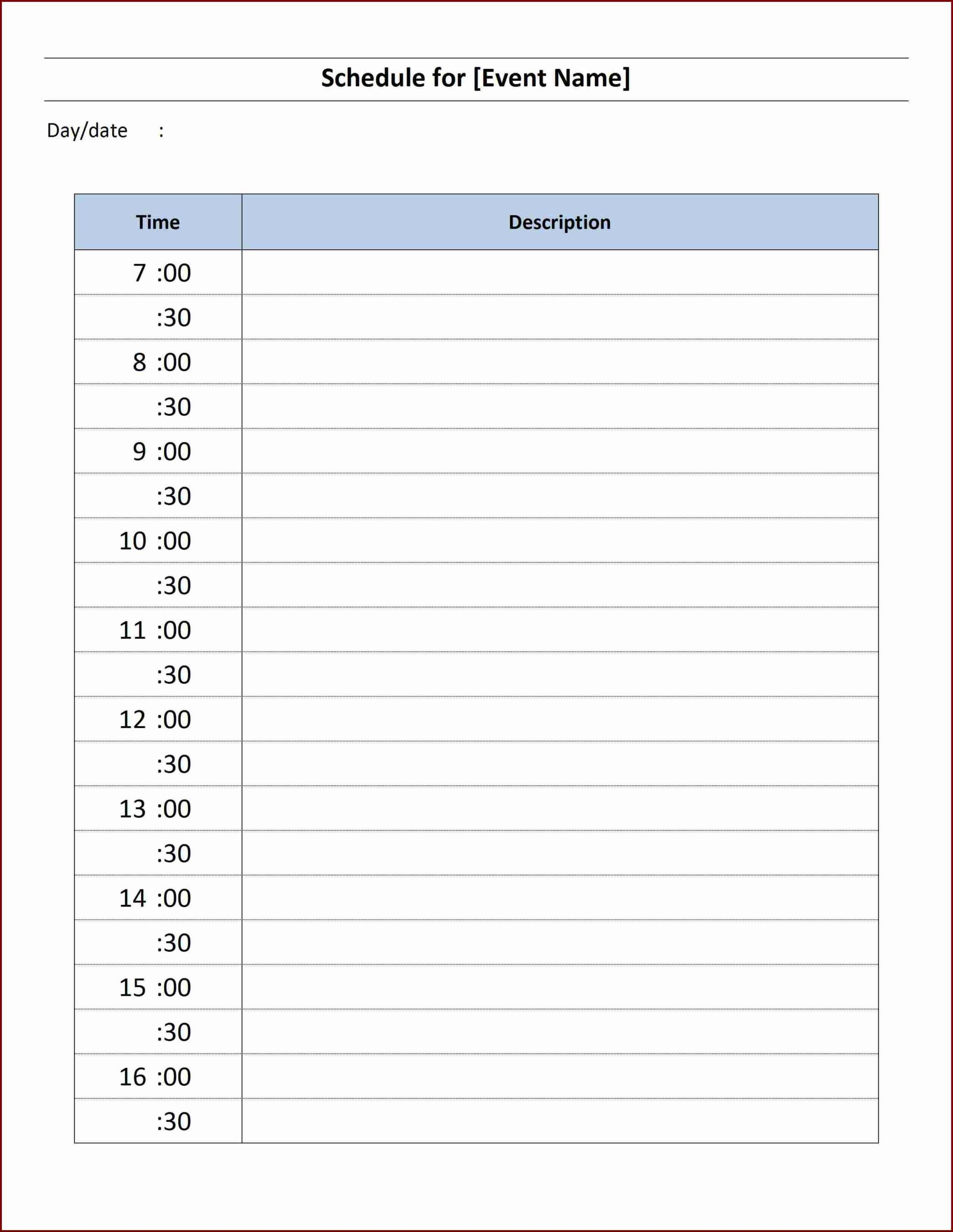 Event Schedule Template Sample Event Schedule Template Sample