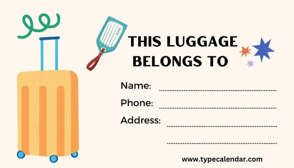 Example Luggage Tag Template Example Luggage Tag Template
