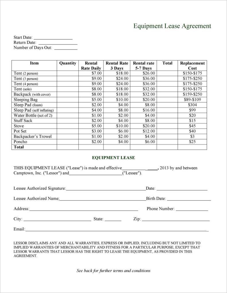 Example Machine Lease Agreement Template Example Machine Lease Agreement Template