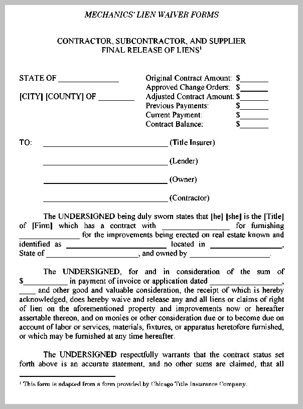 Example Mechanics Lien Form Example Mechanics Lien Form