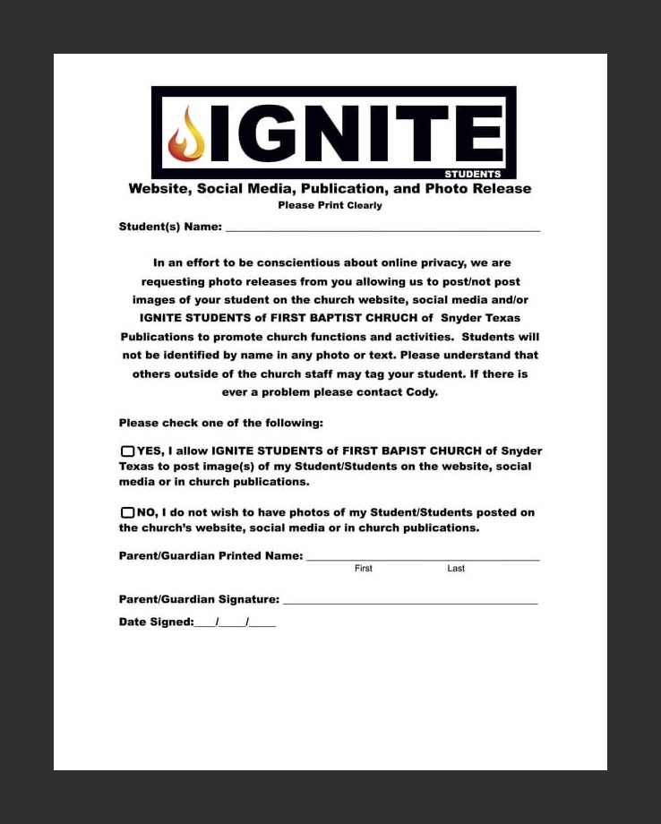 Example Media Release Form Example Media Release Form