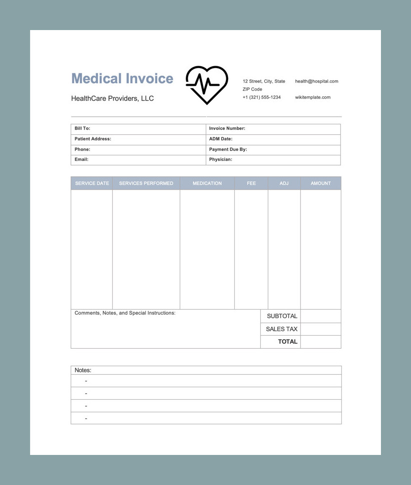 Example Medical Invoice Template Example Medical Invoice Template