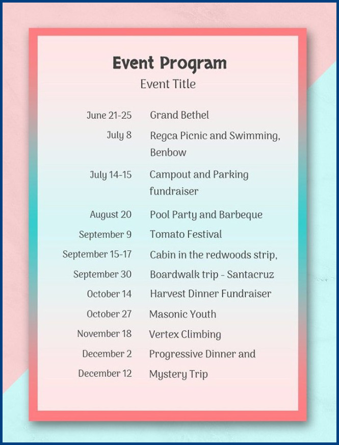 Example of Event Program Template