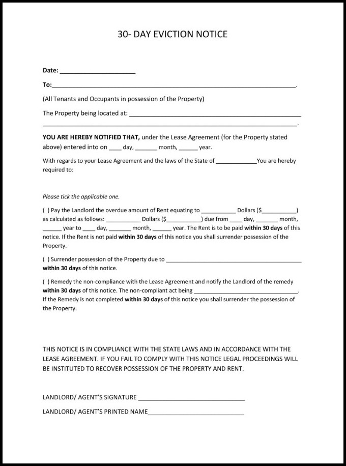 Example of Eviction Notice Template Example of Eviction Notice Template