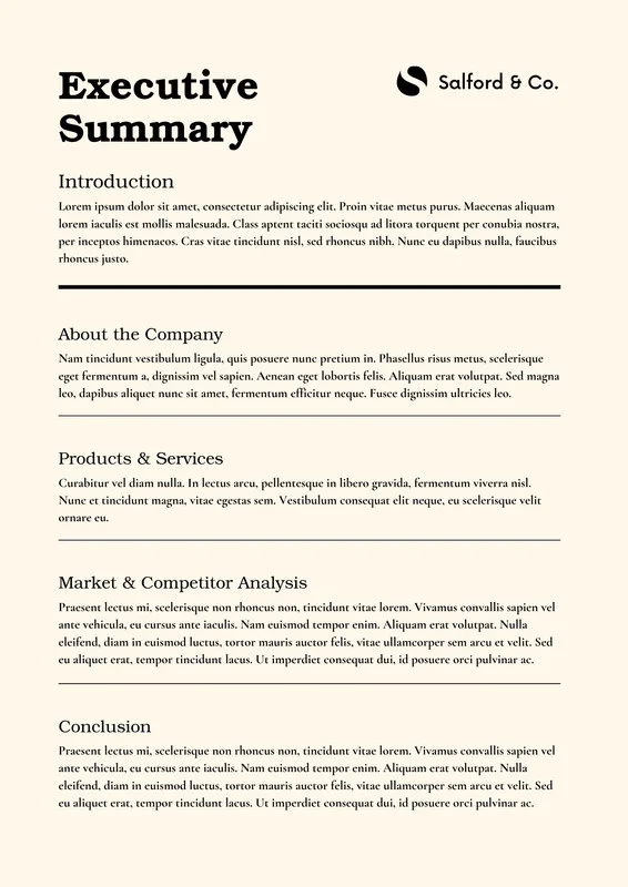 Example of Executive Summary Template