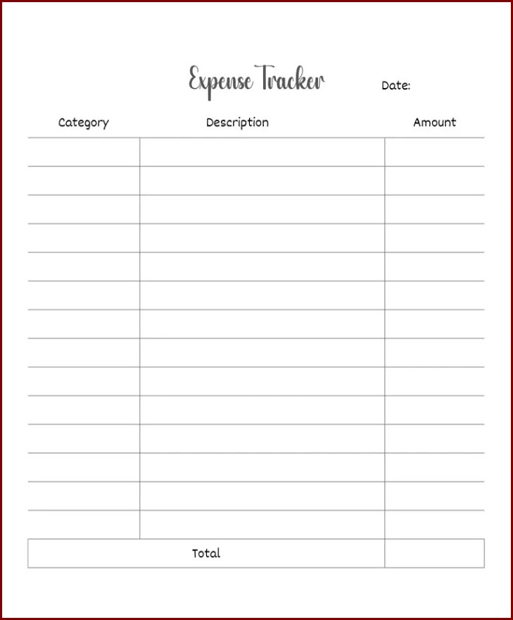 Example of Expense Tracker Template