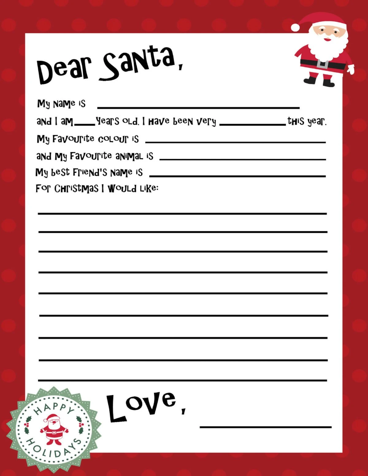 Example of Father Christmas Letter Template