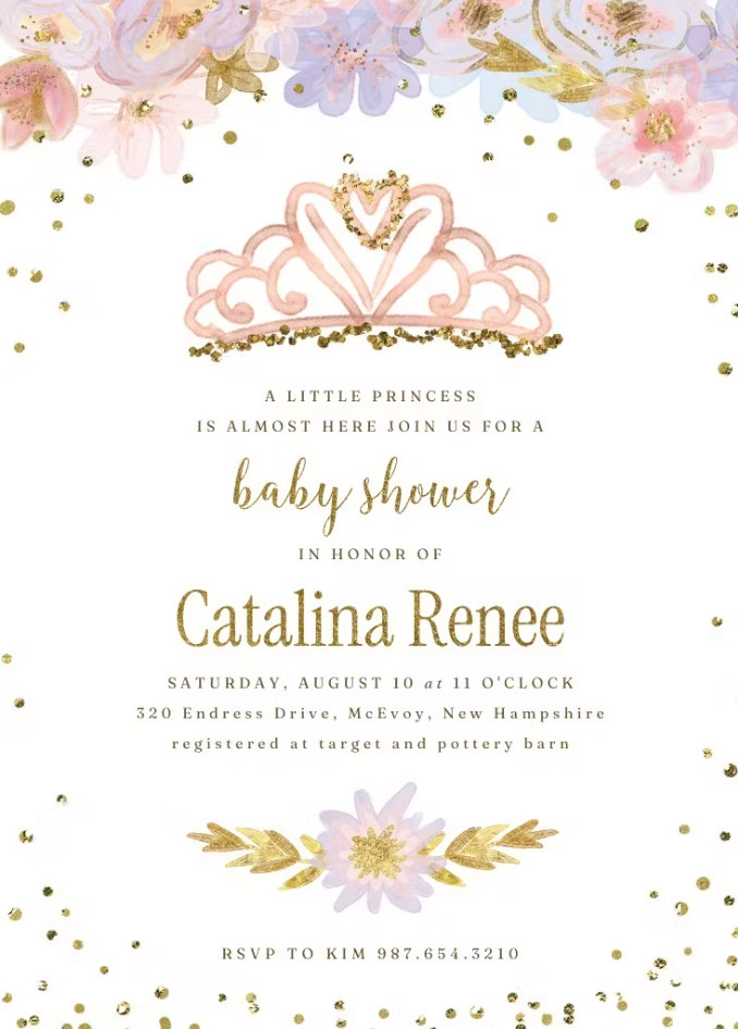 Example of Princess Baby Shower Invitation Template