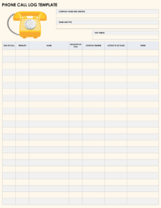 Free Printable Phone Call Log Template