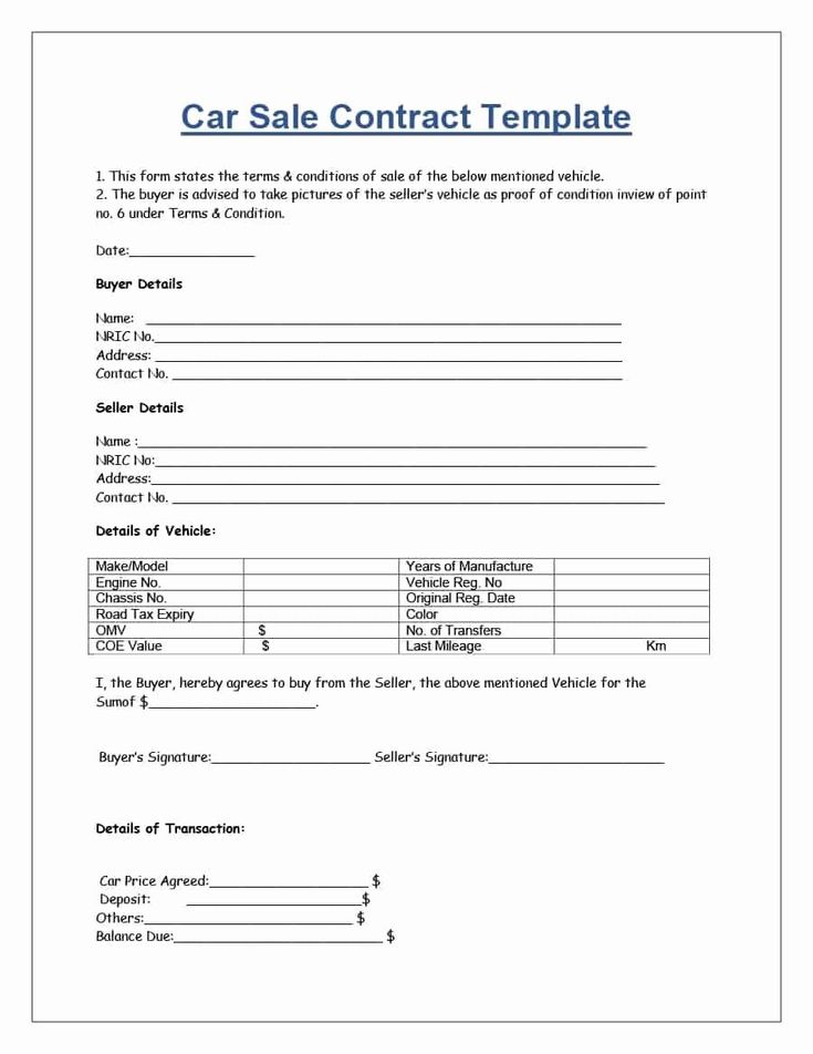 Example of Private Car Sales Agreement Template Example of Private Car Sales Agreement Template