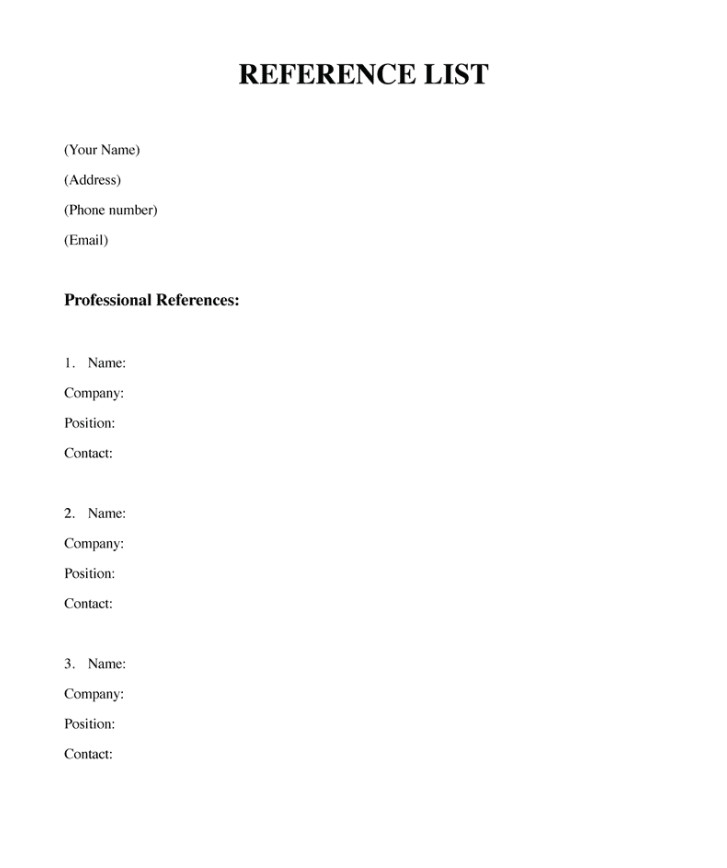 Example of Reference List Template Example of Reference List Template