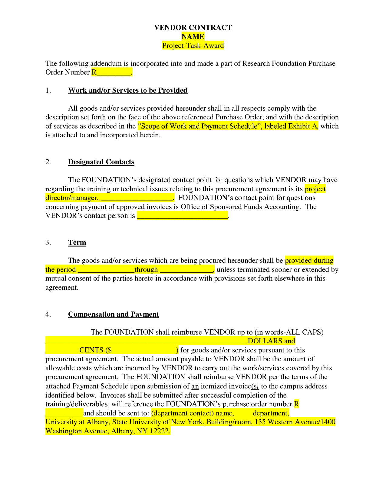 Example of Vendor Agreement Template Example of Vendor Agreement Template