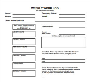 Weekly Telework Log Template (Excel)