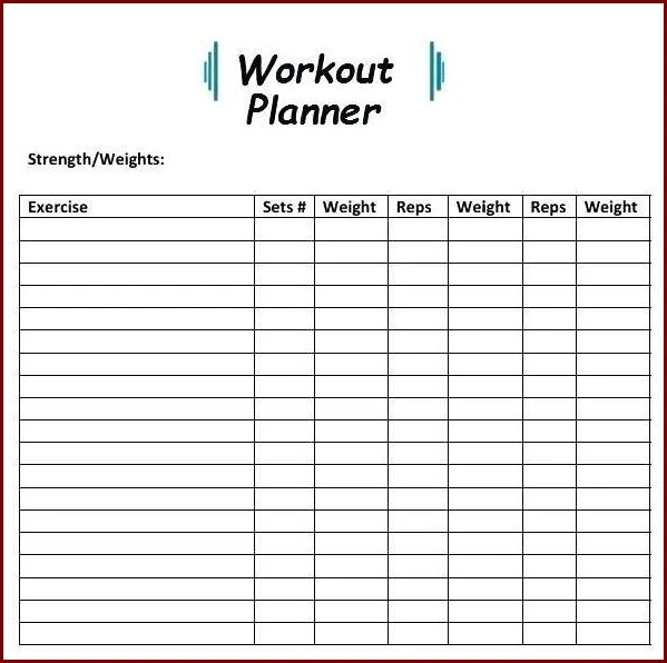 Exercise Planning Template Example