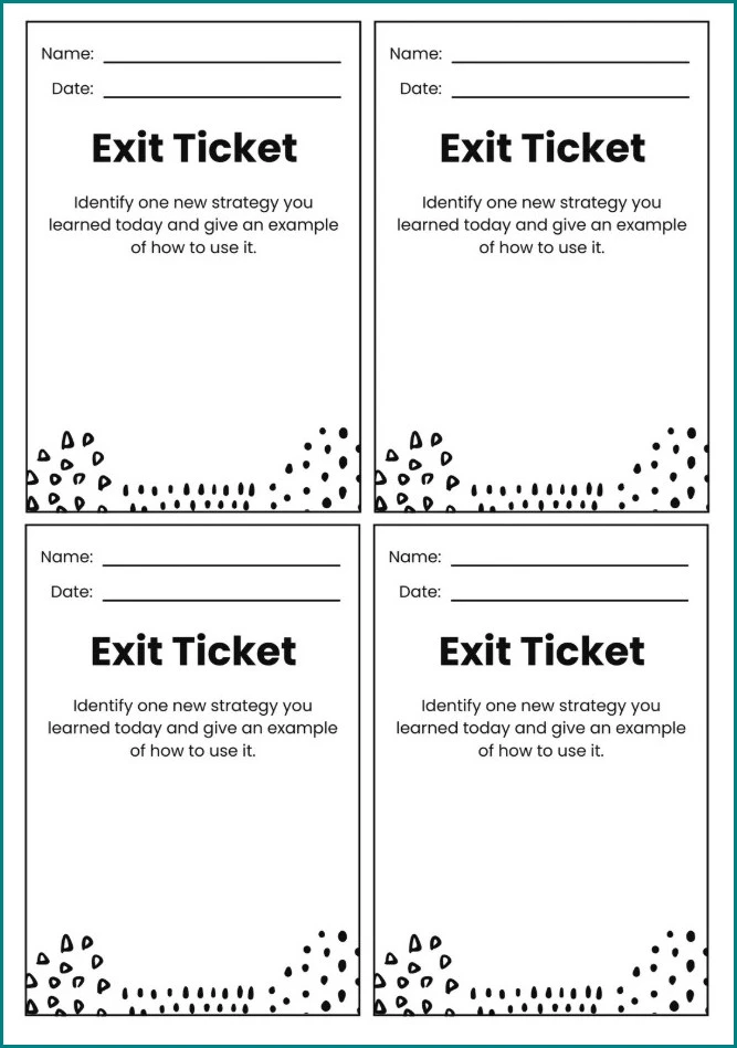 Exit Ticket Template Sample