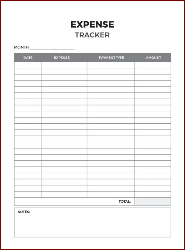 Expense Tracker Template Sample