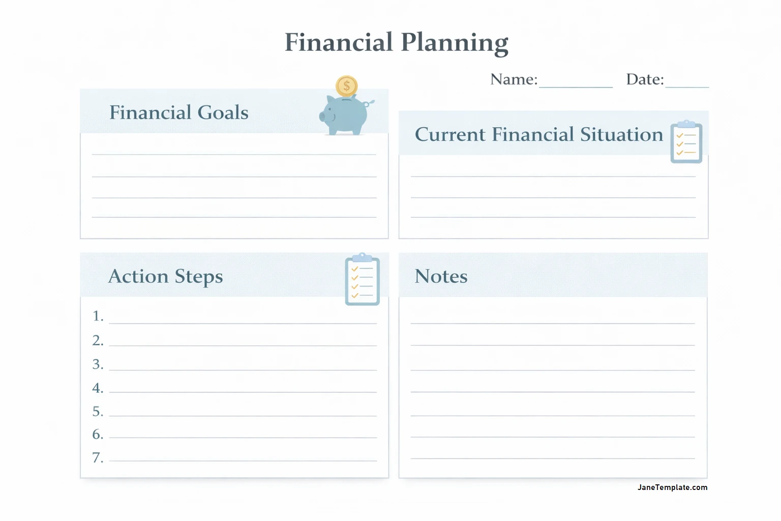 Financial Planning Template Simple Blank Financial Planning Template