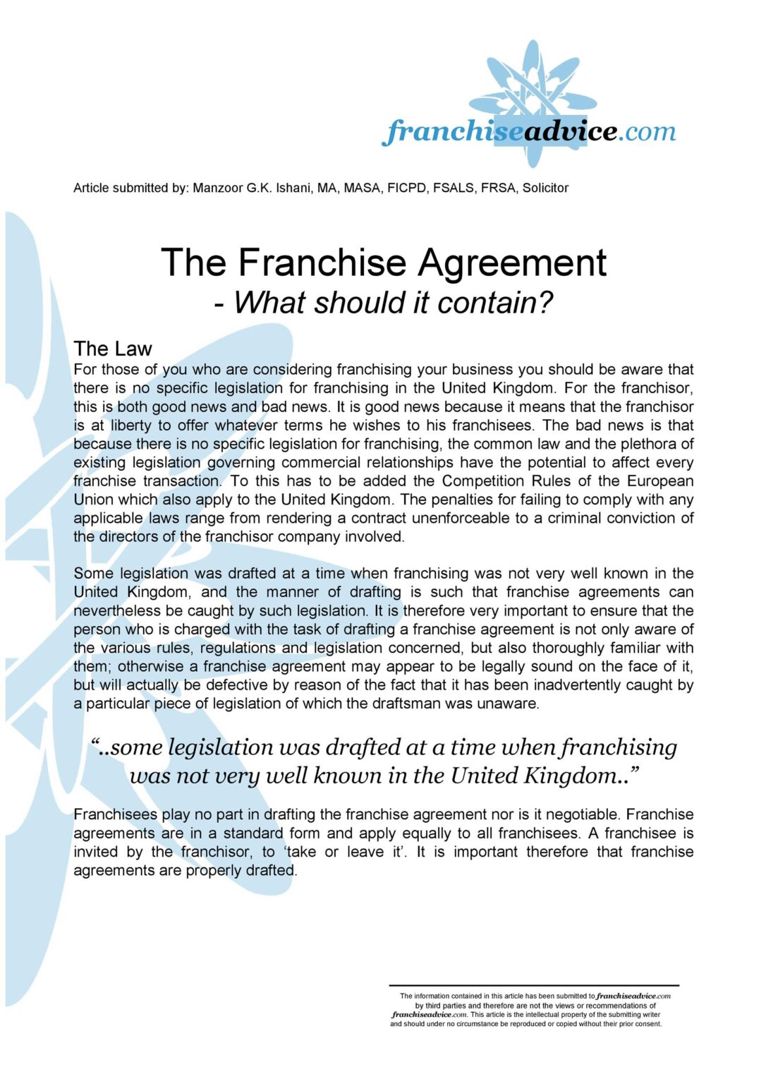 Free Printable Franchise Contract Template