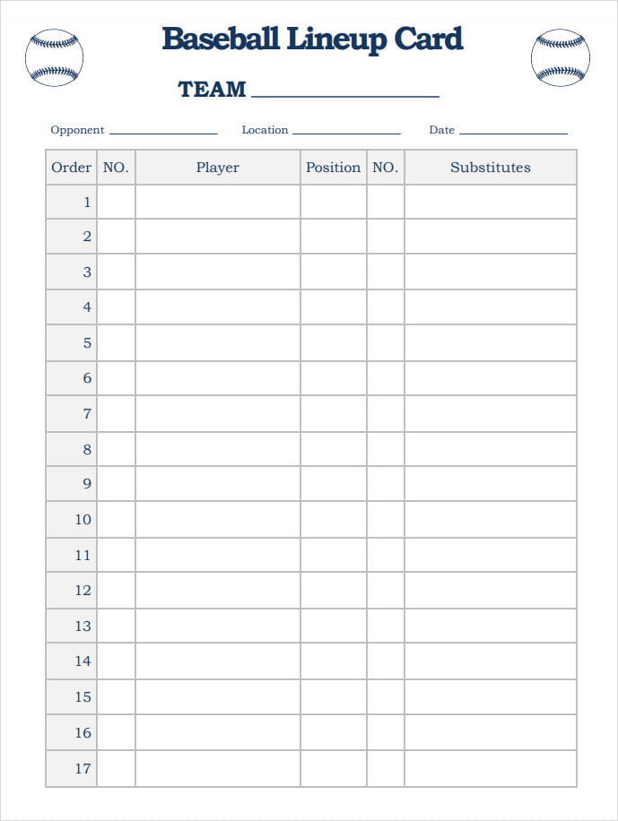 Free Printable Baseball Lineup Card Pdf Free Printable Baseball Lineup Card Pdf
