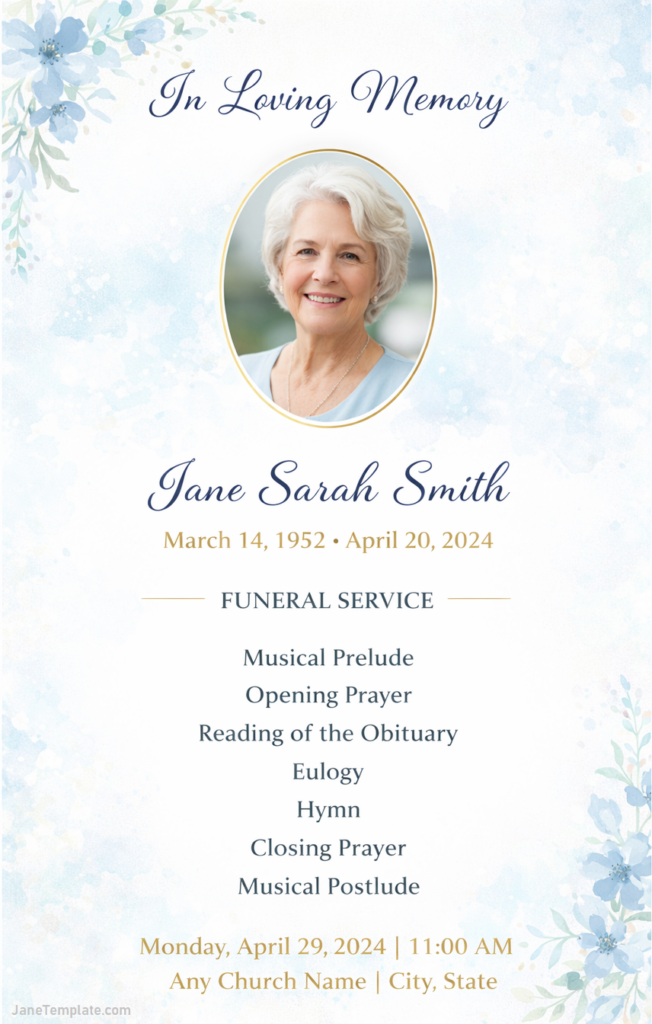 Free Editable Funeral Program Template (Word)