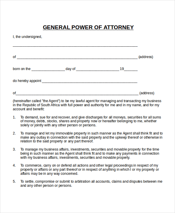 General Power of Attorney Template General Power of Attorney Template Word