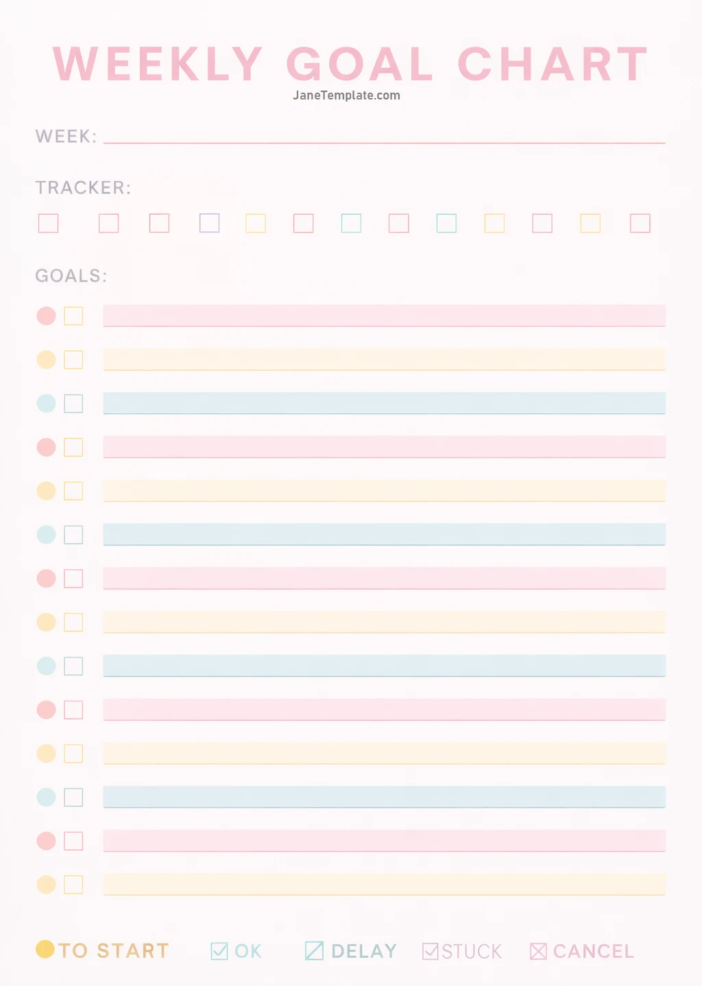 Simple Blank Goal Tracker Template