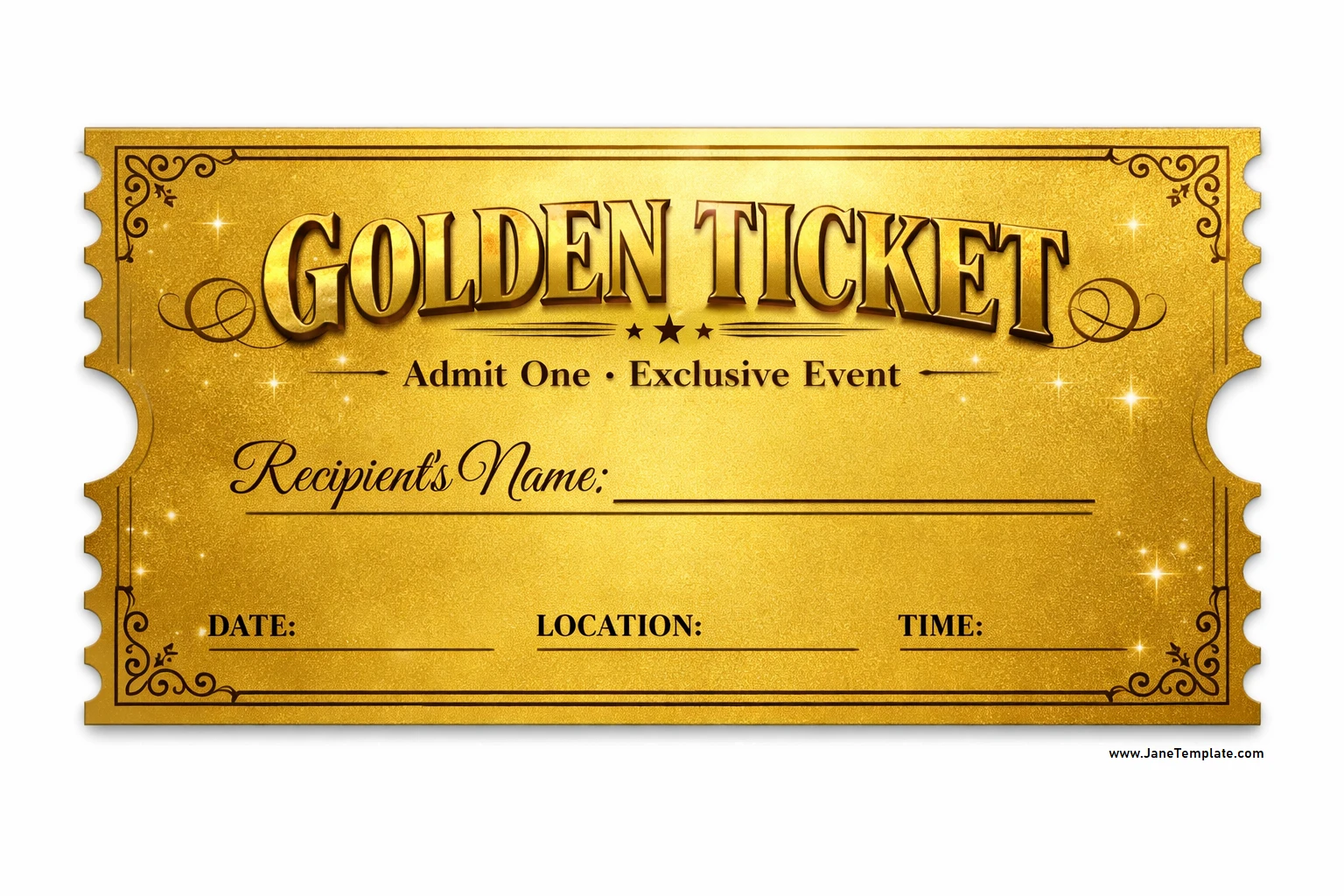 Golden Ticket Template Simple Printable Golden Ticket Template