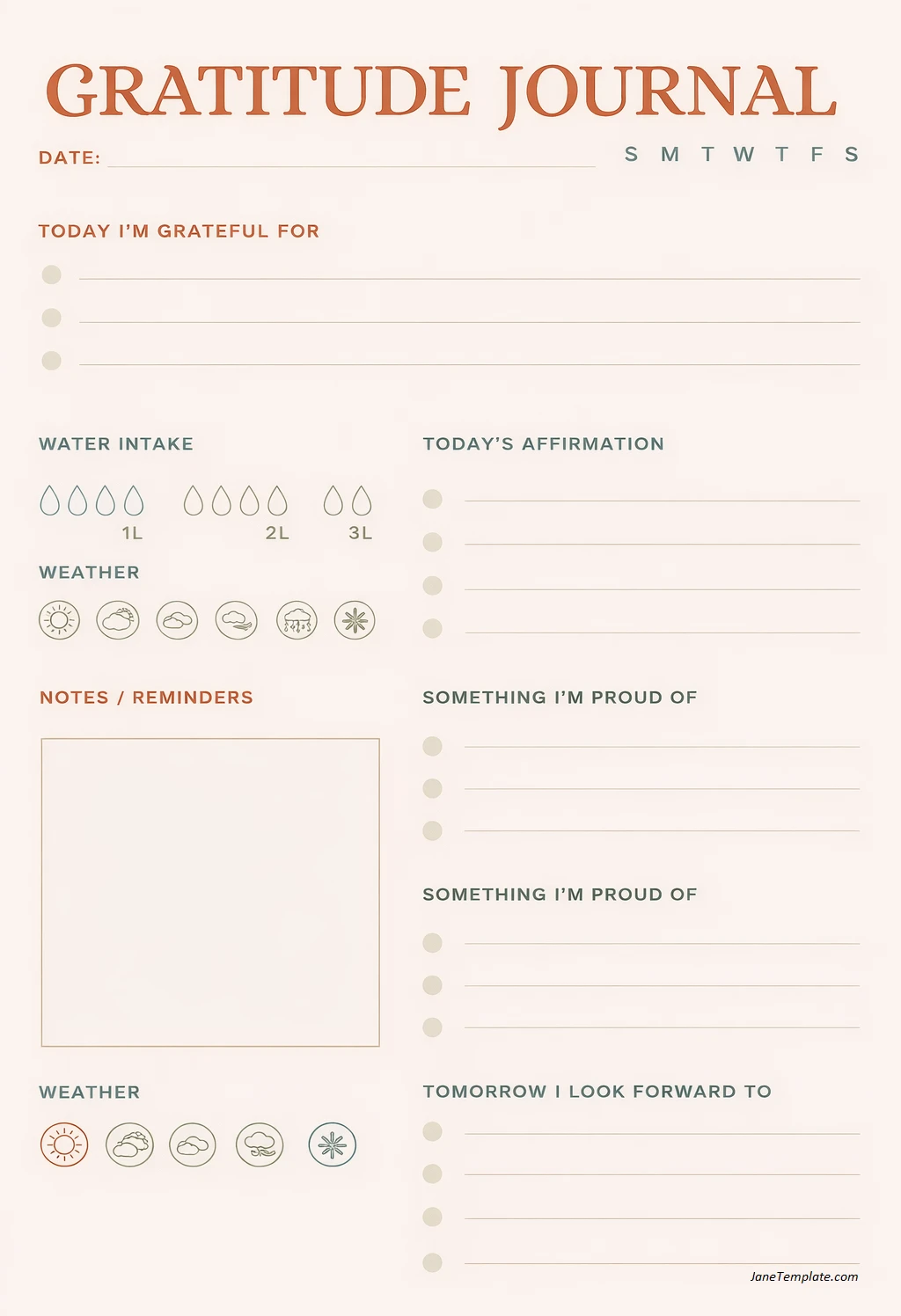 Gratitude Journal Template Simple Blank Gratitude Journal Template