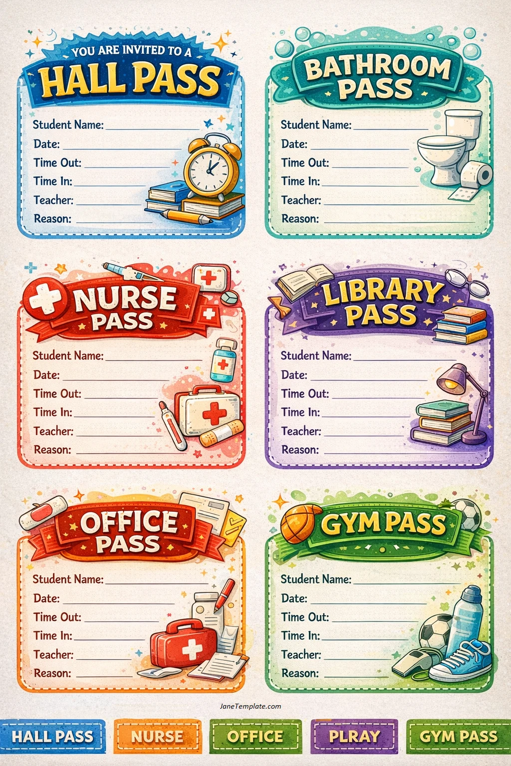 Simple Hall Passes Template PDF