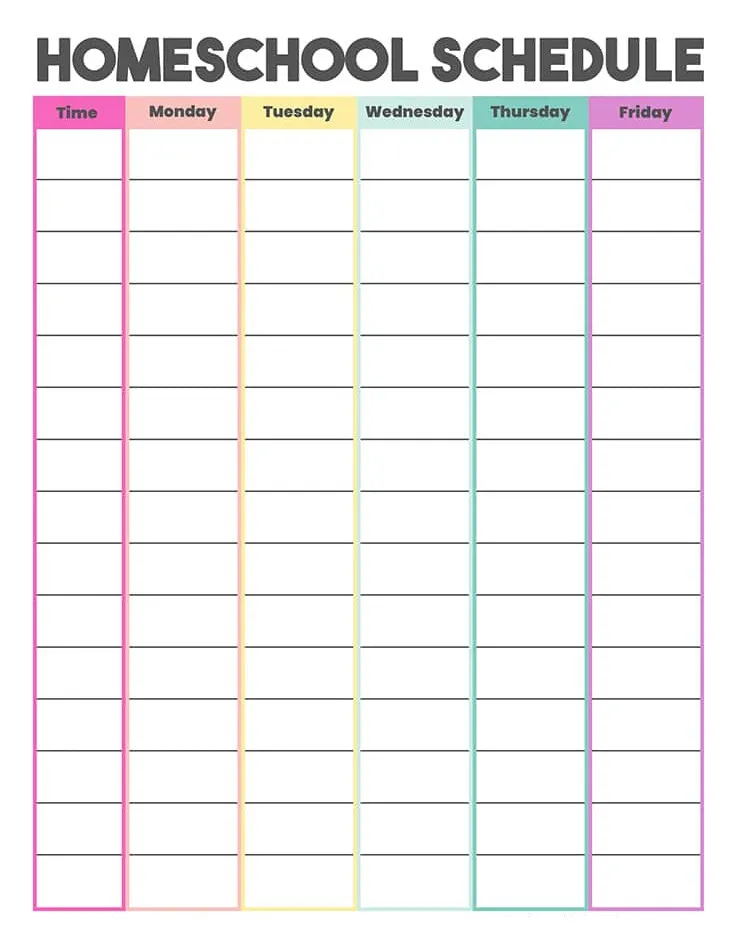 Homeschooling Schedule Template Simple Homeschooling Schedule Template Excel