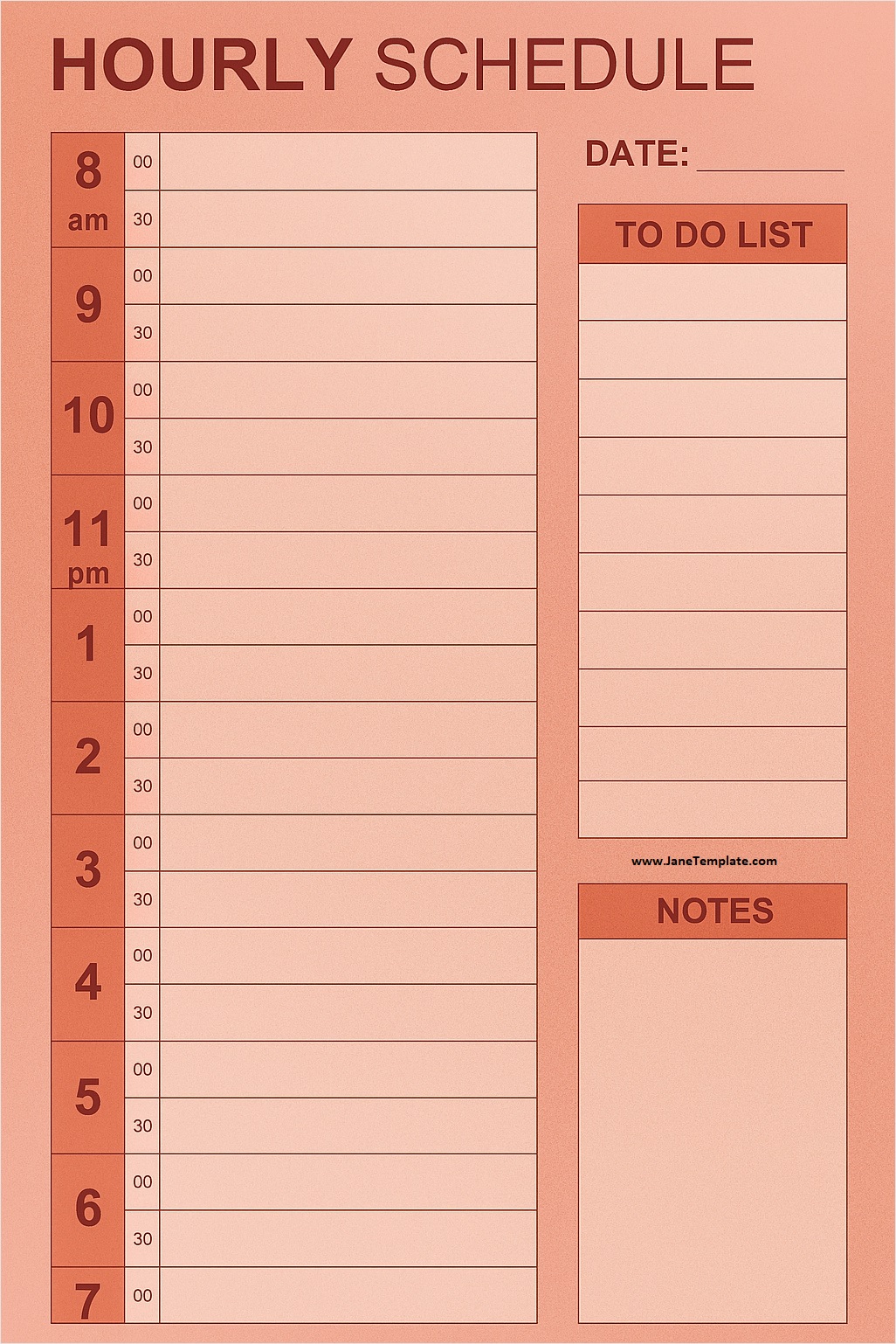 Hourly Schedule Template Simple Blank Hourly Schedule Template