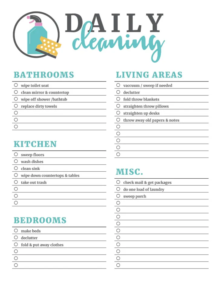 Household Cleaning Checklist Template