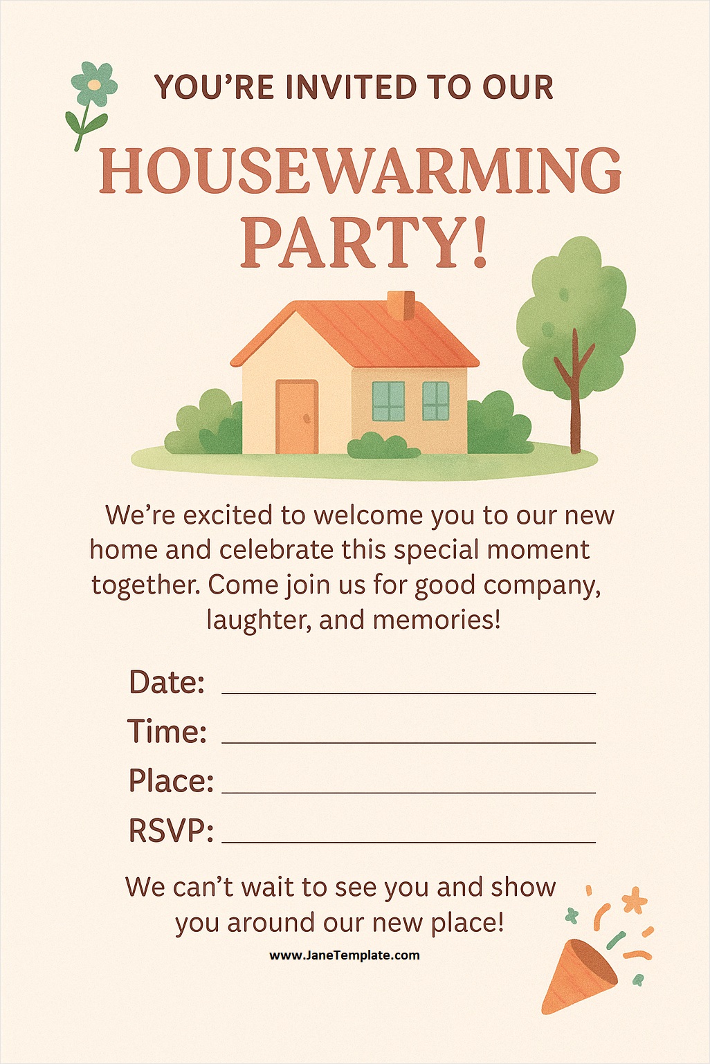 Printable Housewarming Party Invitation Template