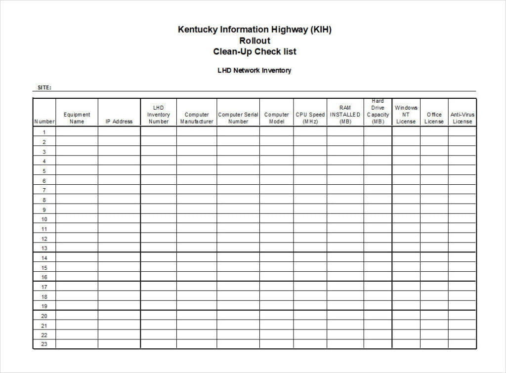 Printable Computer Inventory Template