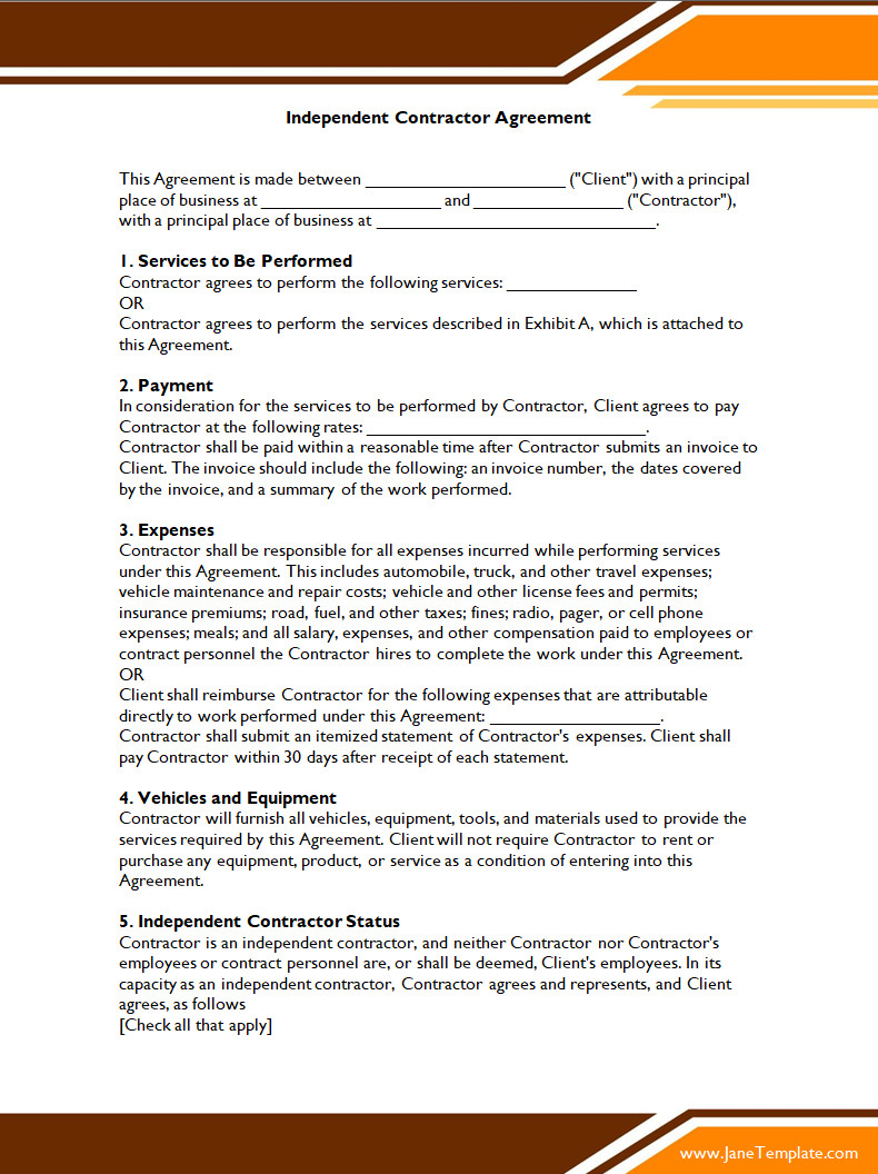 Independent Contractor Agreement Template Independent Contractor Agreement Template