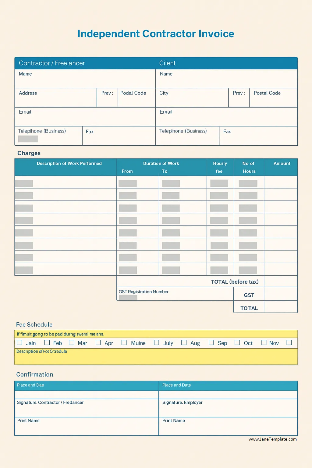 Independent Contractor Invoice Template Simple Blank Independent Contractor Invoice Template Word