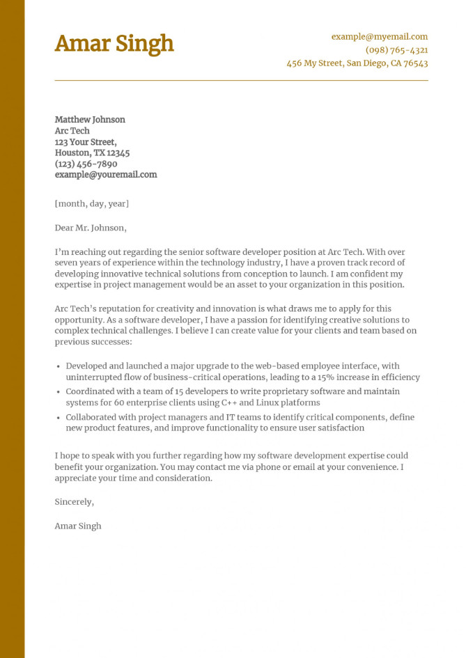 Information Technology Manager Cover Letter Template Sample