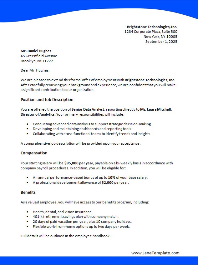 Job Offer Letter Template Free Job Offer Letter Template Word