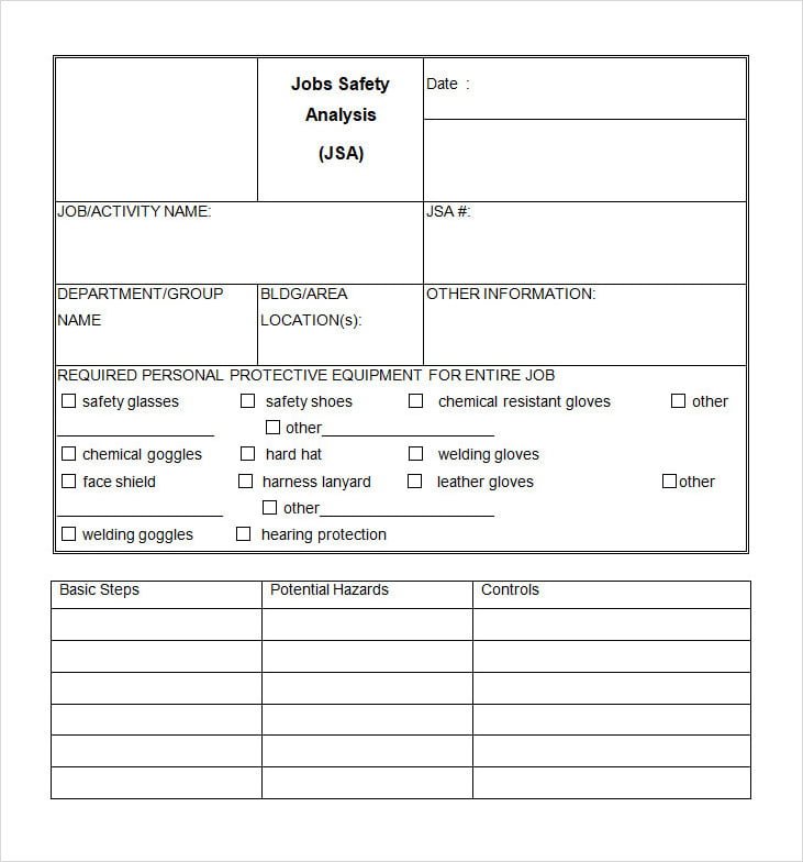 Job Safety Analysis Template Word Job Safety Analysis Template Word