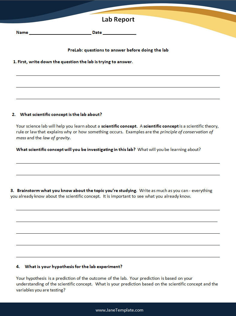Lab Report Template Lab Report Template
