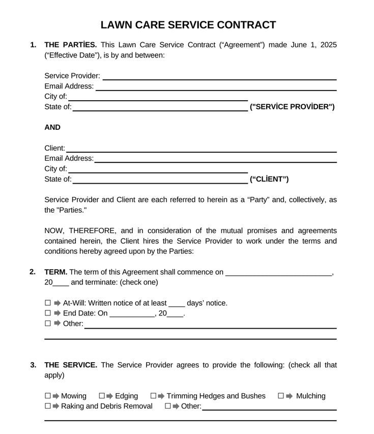 Lawn Care Service Agreement Template Word Lawn Care Service Agreement Template Word
