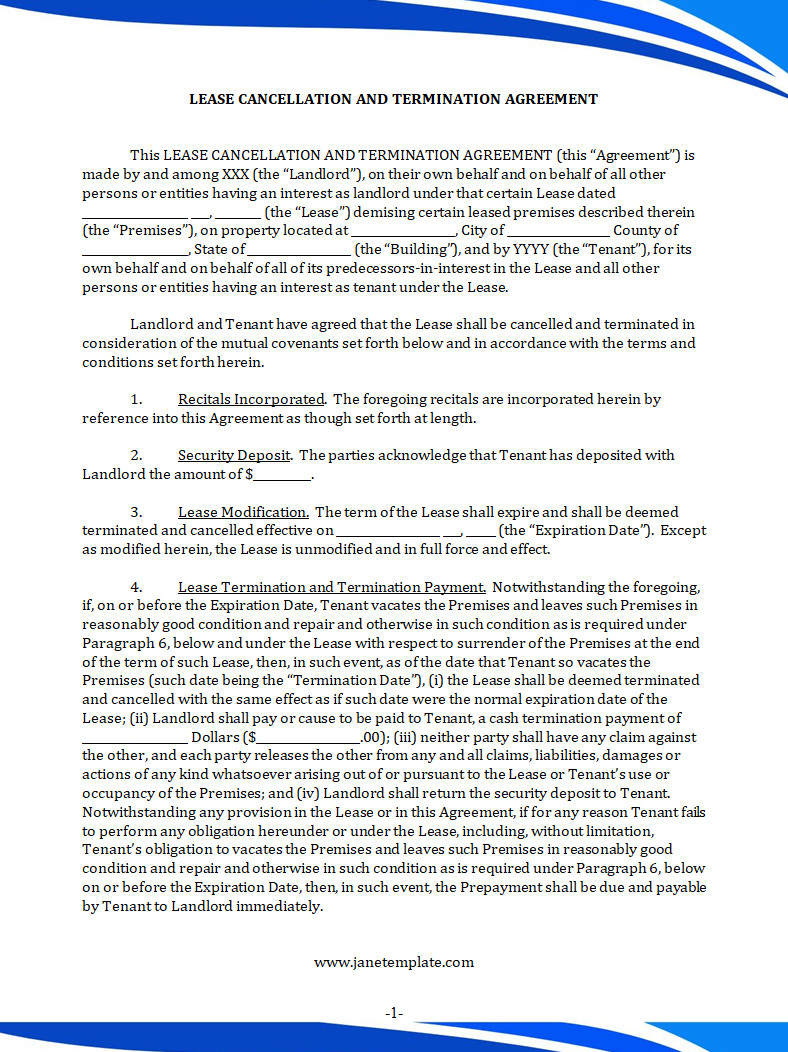 Lease Agreement Termination Template Free Lease Agreement Termination Template Word