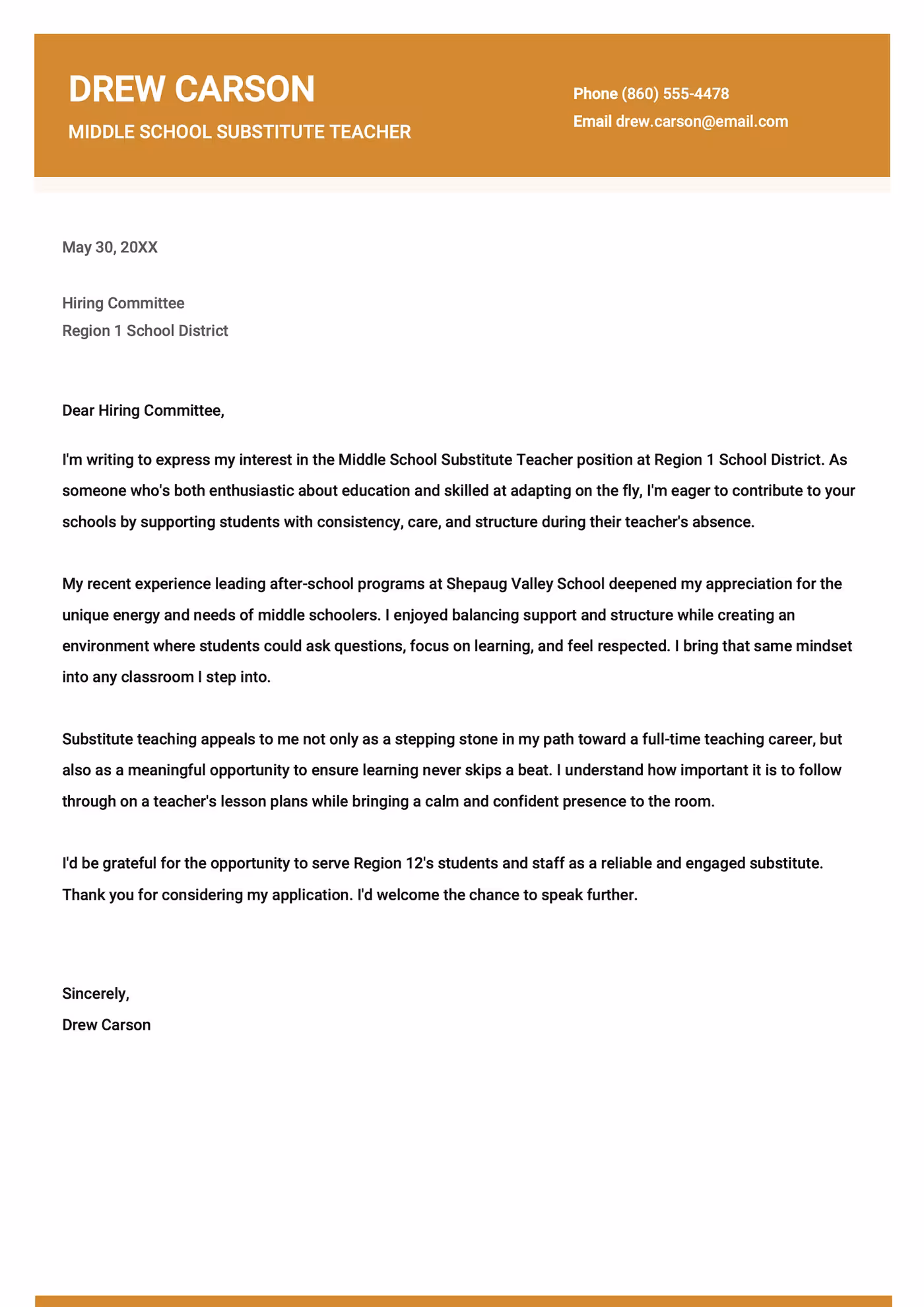 Letter of Introduction for Teacher Template Letter of Introduction for Teacher Template